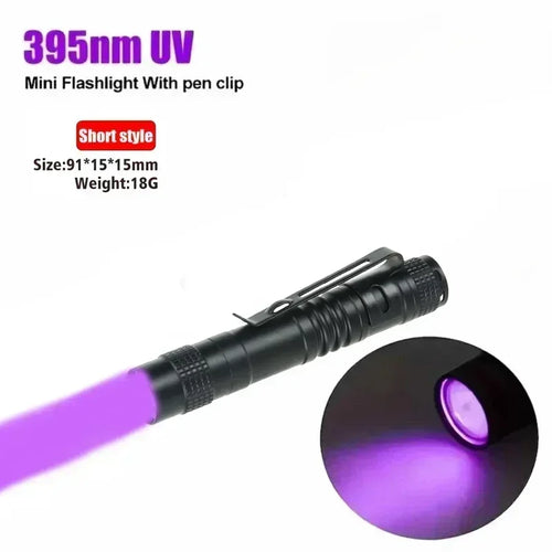 395nm UV Pen FLaslight,Blacklight Flashlight w/ Clip Portable Detector