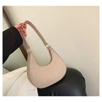 New Brand Women Retro Underarm Bag Felt Solid Color Shoulder Bag