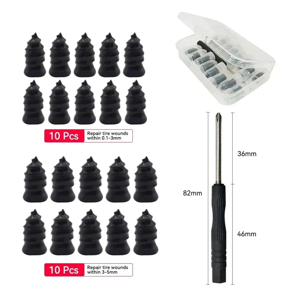 21-10PCS Vacuum Car Tyre Repair Rubber Nail Set Universal Tire Screw