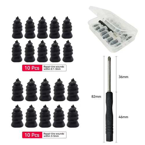 21-10PCS Vacuum Car Tyre Repair Rubber Nail Set Universal Tire Screw