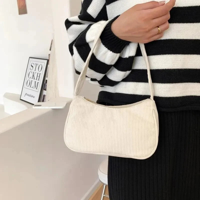 Retro Underarm Bag Women's Half Moon Shoulder Bag Fashion Solid Color