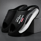 Lightweight EVA men's slide | Black and white cartoon design, exposed