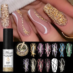 2/4/6pcs Reflective Glitter Liner Gel Nail Polish Set Pull Line