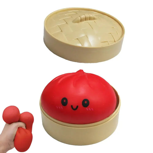 Colorful Dumpling Squishy Stress Relief Balls with Steamer Reusable