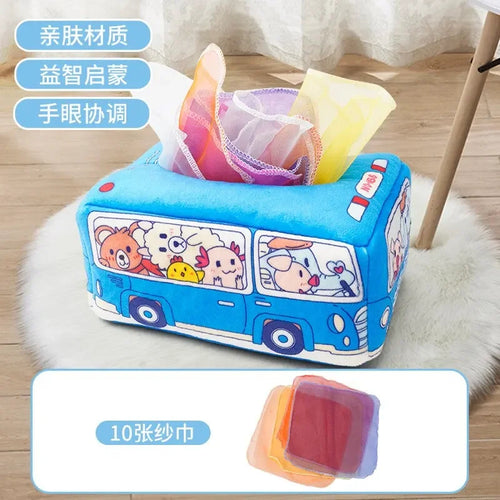 Baby Tissue Box Montessori Educational Toys Colorful Soft Sensory Toy
