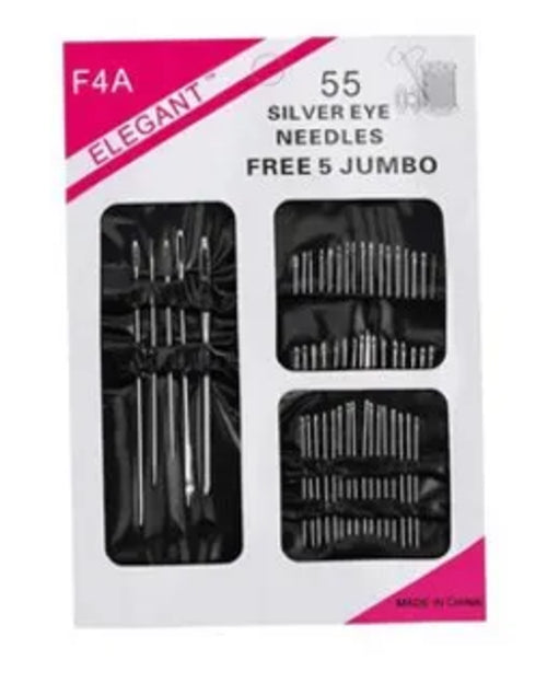 55 Pieces Stainless Steel Big Eye Hand Sewing Needles Set with