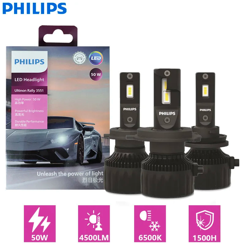 Philips Ultinon Rally 3551 LED H4 H7 H11 HB3 HB4 HIR2 Max Power 50W