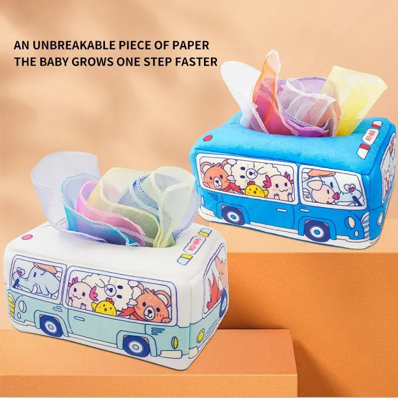 Baby Tissue Box Montessori Educational Toys Colorful Soft Sensory Toy
