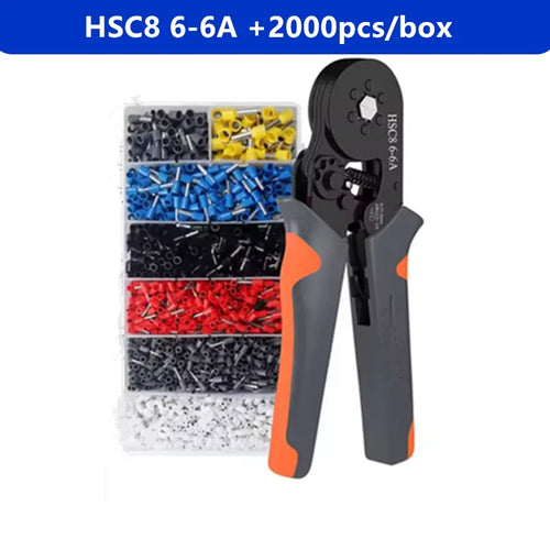 Hexagonal Self-Adjustable Ratchet Ferrule Crimping Tool Kit 23-10AWG