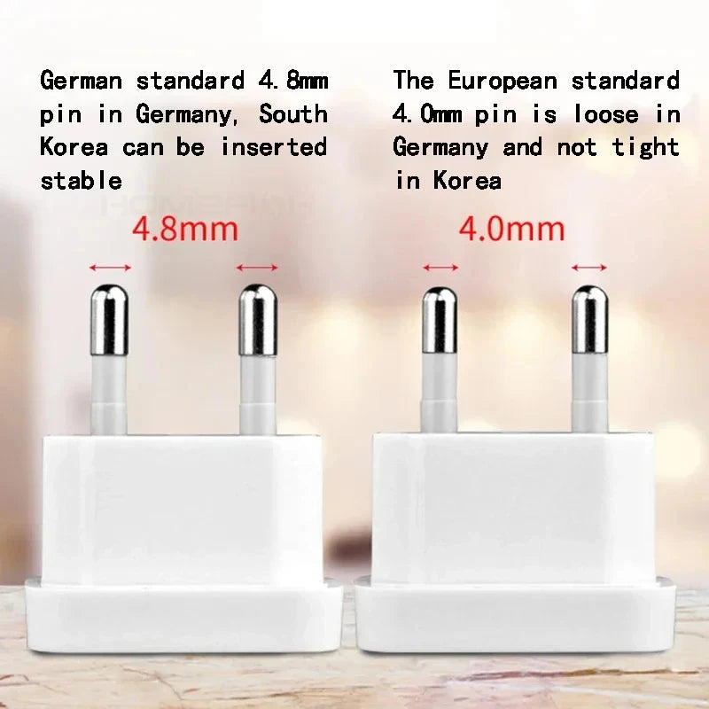 1 Pcs 4.8mm Power Plug Adapter US To EU Euro Europe Plug Power Plug