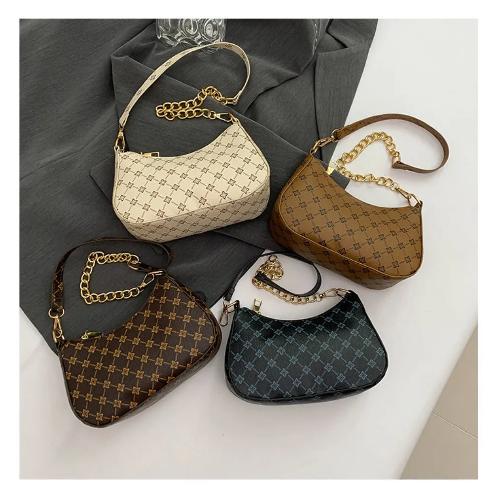 Chain Texture Printing Fashion Underarm Bag 2025 Daily Commuter