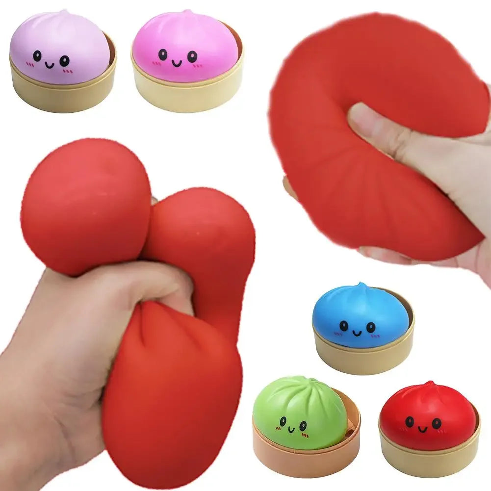 Colorful Dumpling Squishy Stress Relief Balls with Steamer Reusable