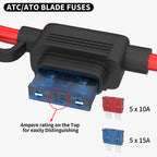 DaierTek 5PCS 18 Gauge Fuse Holder 12V for ATC/ATO Blade Fuse Inline