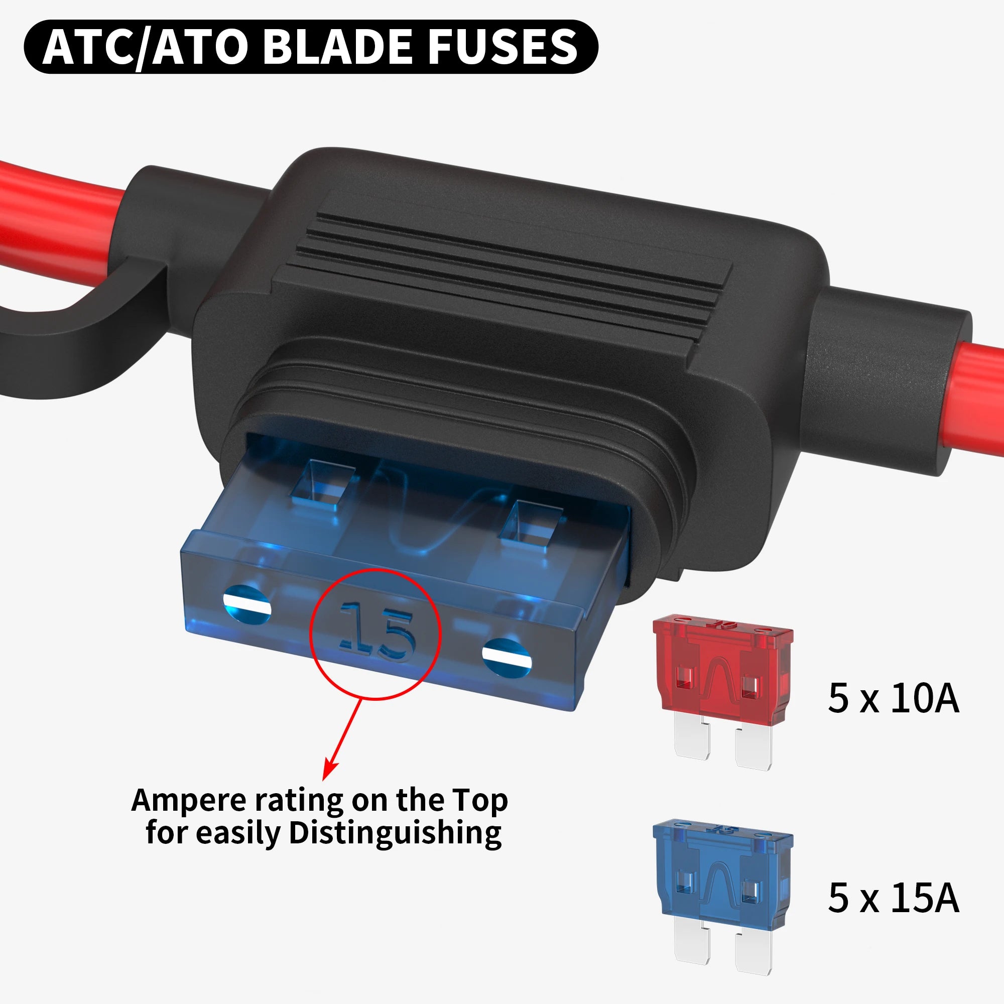 DaierTek 5PCS 18 Gauge Fuse Holder 12V for ATC/ATO Blade Fuse Inline