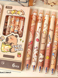 6Pcs Capybara Kawaii Gel Pen Set Cute Aesthetic Stationery