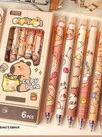 6Pcs Capybara Kawaii Gel Pen Set Cute Aesthetic Stationery
