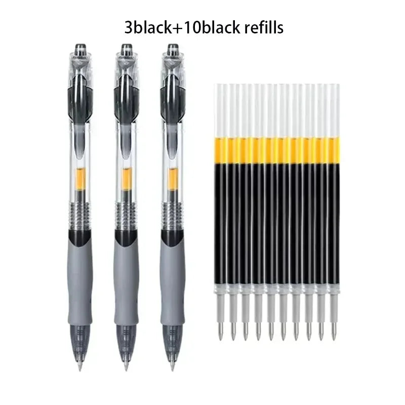 13/30pcs Retractable Gel Pens Set Black/Red/Blue Ink Ballpoint for