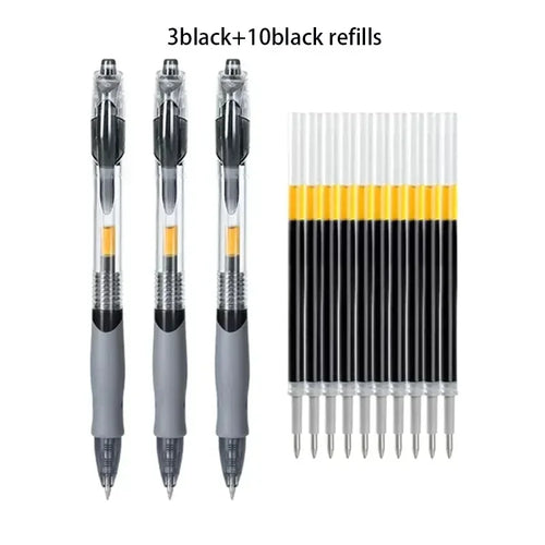 13/30pcs Retractable Gel Pens Set Black/Red/Blue Ink Ballpoint for