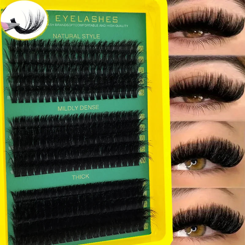 60D80D100D Thick False Eyelashes with Mixed Length, D Curl Cat-Eye
