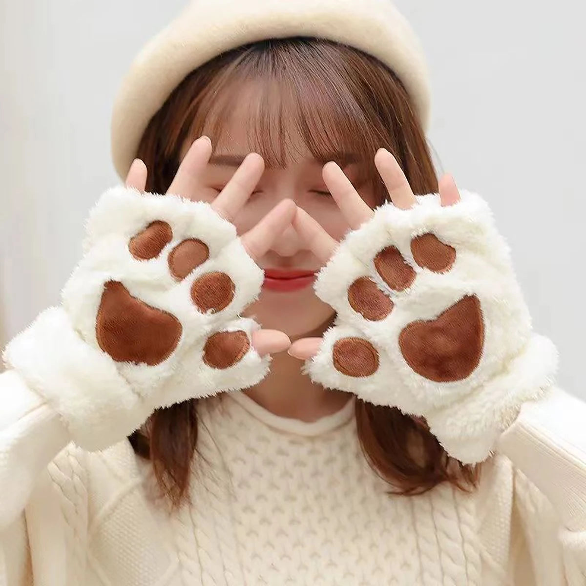 Cat Claw Gloves for Autumn and Winter Warm and Cold Resistant Plush