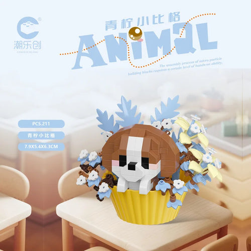 Cute dessert small animals potted bouquet cartoon doll panda puppy