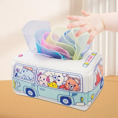 Baby Tissue Box Montessori Educational Toys Colorful Soft Sensory Toy