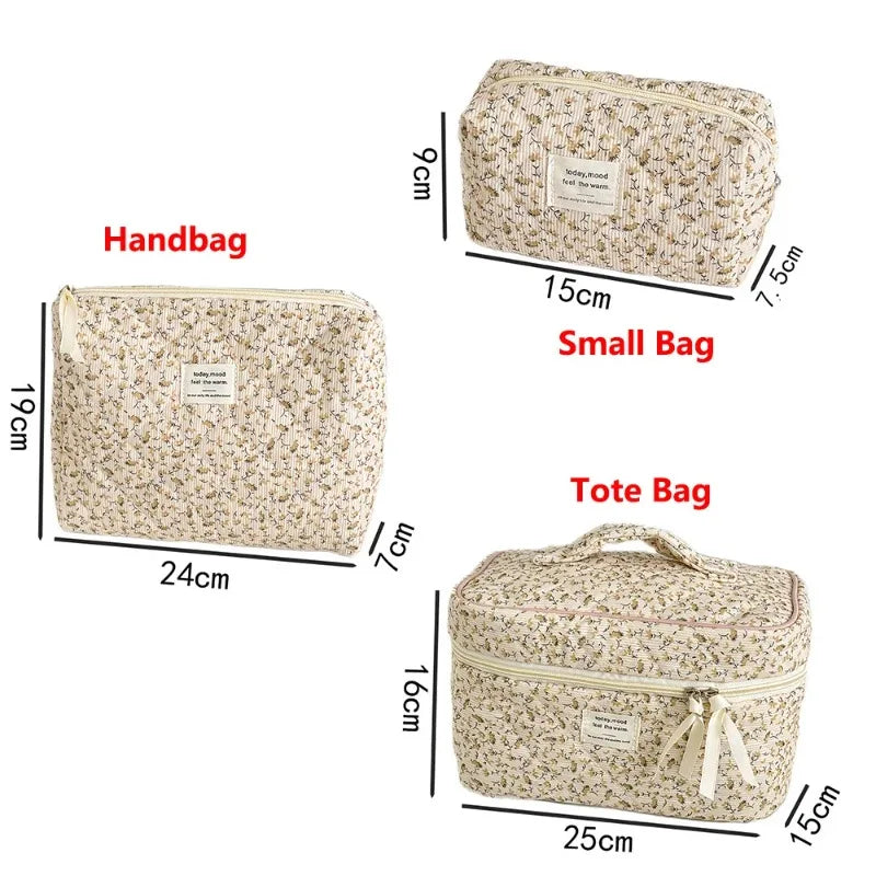 Retro Women's Floral Print Cosmetic Bag Handbag Travel Organizer