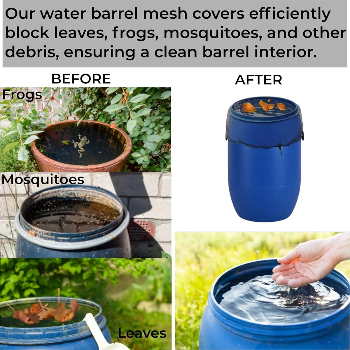 Rain Barrels Screen Water Bucket Covers,Rainwater Collector Tank Net