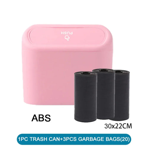 3Pcs Car Trash Can (with Lid) Contains 60 (300) Garbage Bags, Small