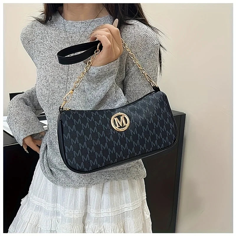 Vintage Underarm Bag for Teenager Letter Print Crossbody Small Square