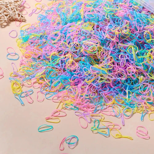 500/1000/2000pcs Girls Colourful Disposable Rubber Band Hair Ties
