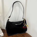 Solid Color PU Leather Women Shoulder Bags Fashion Ladies Cherry