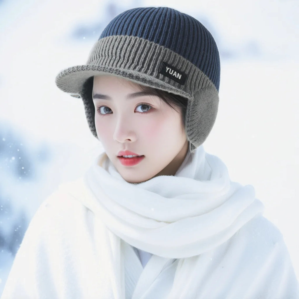 Winter velvet thickened anti cold warm woolen hat riding windproof