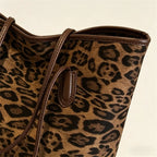 Retro Leopard Print Tote Bag Large Capacity Casual Versatile Commuter