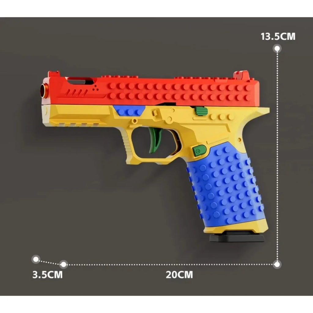 Hanging Toy Gun Continuous Firing Building Block Pistol Shell Throwing