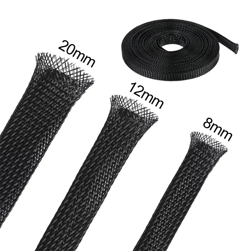 3m/9.85ft PET Expandable Braided Sleeving Flexible Wire Mesh Sleeve