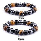Natural Black Obsidian Hematite Tiger Eye Beads Bracelets Men for