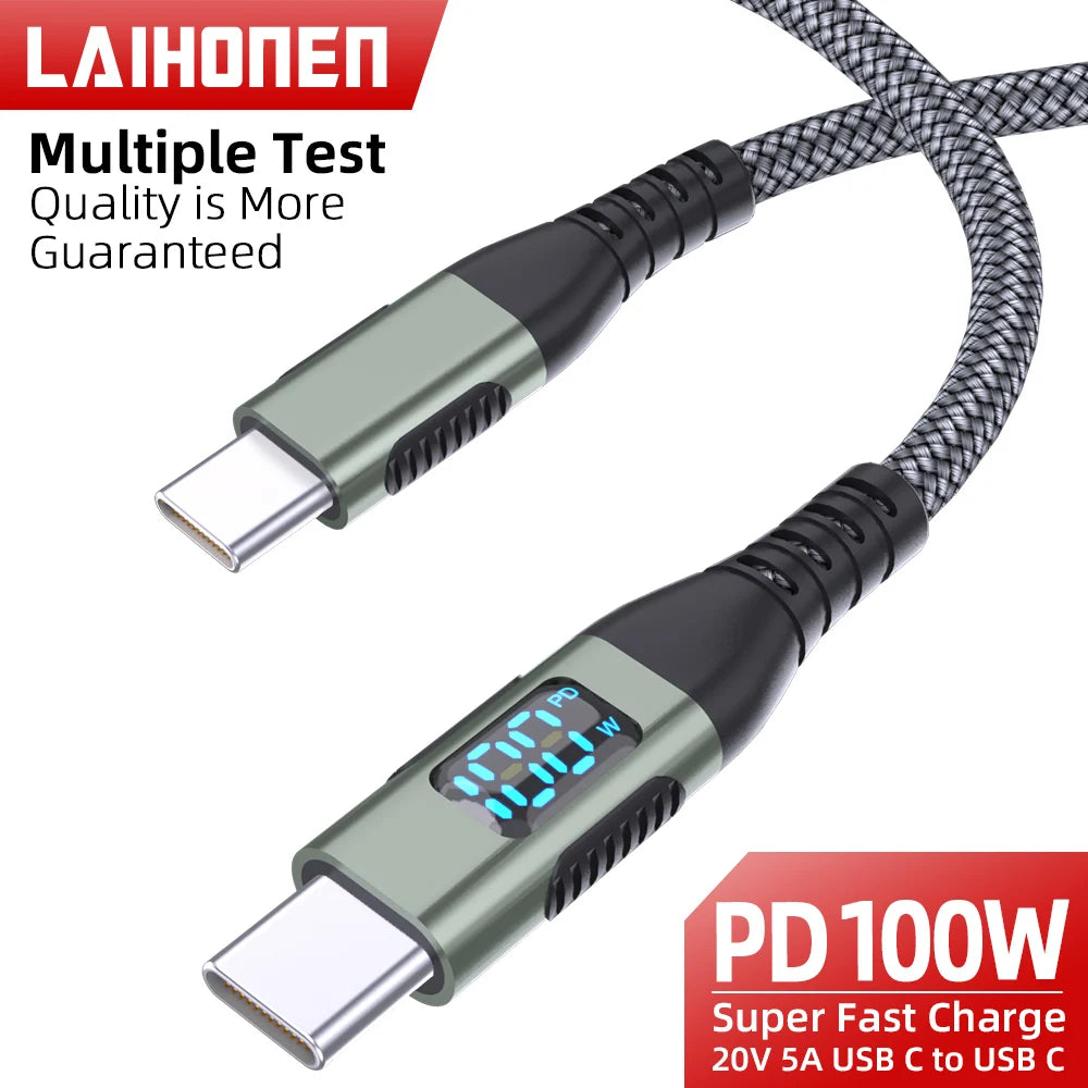 100W USB C to USB C Cable Type C PD 5A FastCharging for LED Display