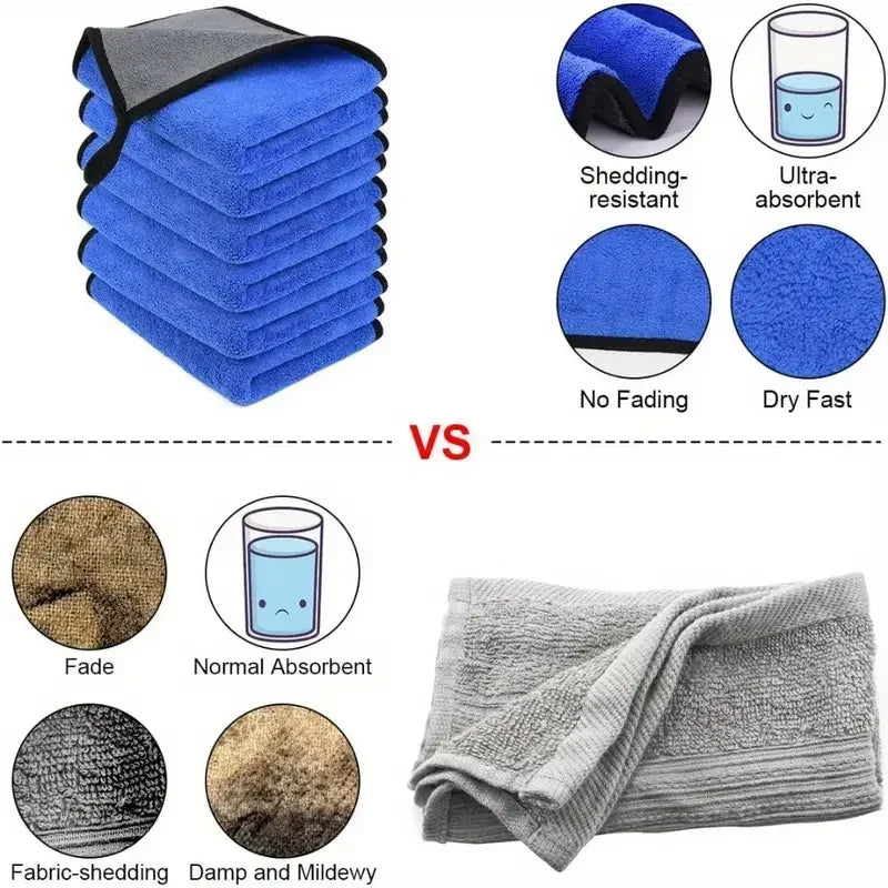 1-4pcs Microfiber Car Washing Towel Soft Quick Drying Windows Mirrors