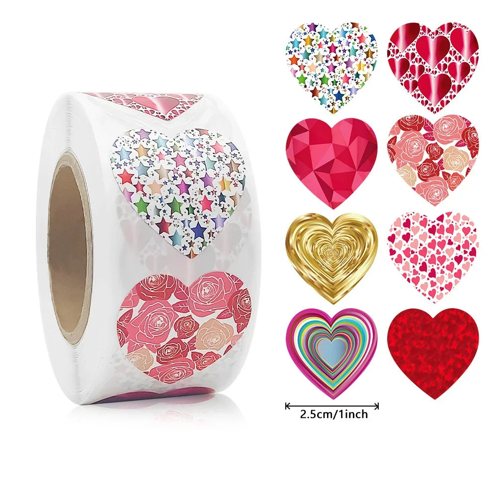 50-500pcs 1inch Red Heart Stickers for Valentine's Day Baking