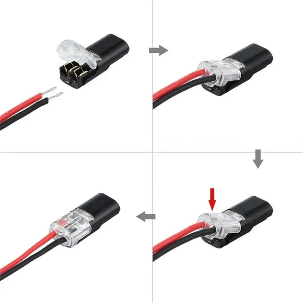 10/25/50PCS Double-Wire Plug-in Connector Pluggable 2 Pin 2 Way Led