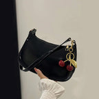 Solid Color PU Leather Women Shoulder Bags Fashion Ladies Cherry