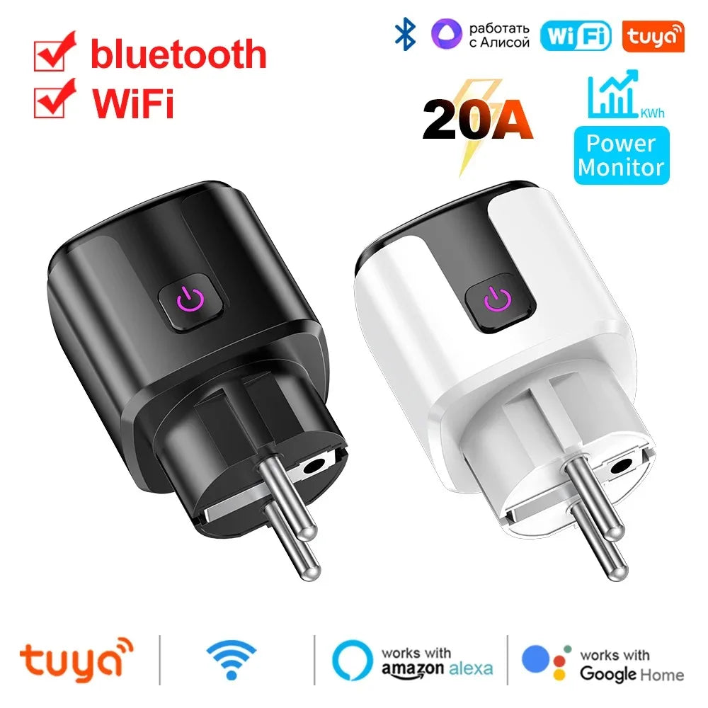 Tuya Smart EU Plug WiFi+Bluetooth 20A Socket With Power Monitoring