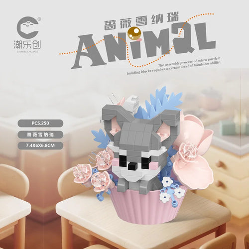 Cute dessert small animals potted bouquet cartoon doll panda puppy