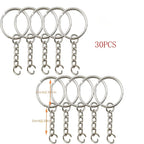 30pcs Silver Plated Metal Blank Keyring Keychain Split Key Ring with