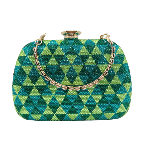 Green Handbag Purse Lxury Rhinestone Evening Bag Bridal Crystal Clutch