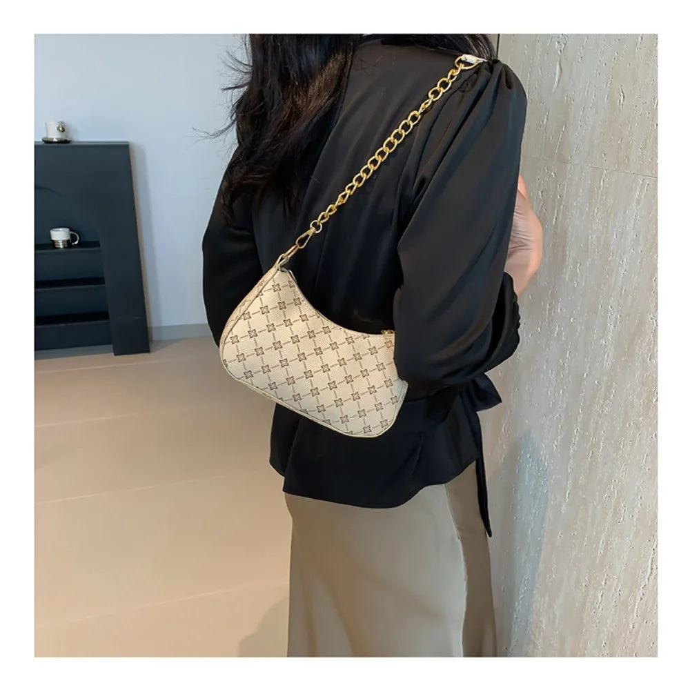 Chain Texture Printing Fashion Underarm Bag 2025 Daily Commuter