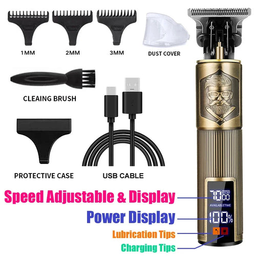 Cordless Hair Trimmer Vintage Hair Clipper USB Fast Charging Hair