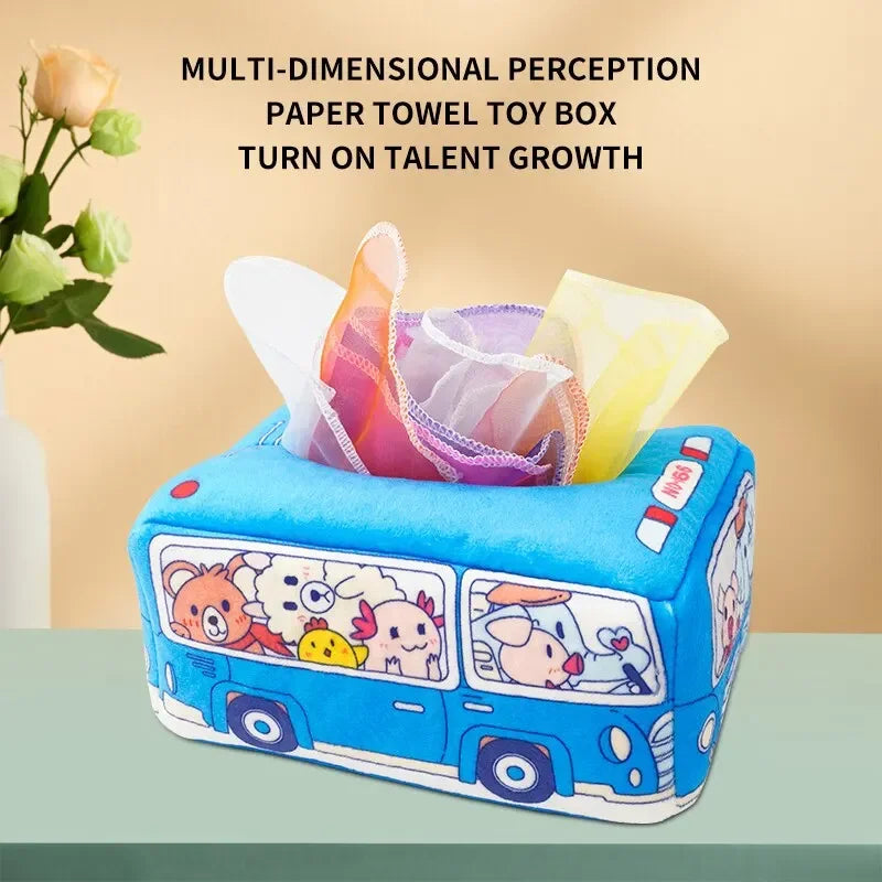 Baby Tissue Box Montessori Educational Toys Colorful Soft Sensory Toy