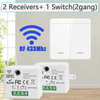 Wireless Light Wall Switch Relay Receiver RF 433Mhz 1/2/3Gang Panel